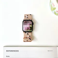 Apple Watch バンド レディース ナイロン 花柄 かわいい おしゃれ 韓国 ベルト ナチュラル 大人可愛い シンプル 春夏 秋冬 ピンク×ブラック バラ 38mm 40mm 41mm 42mm 44mm 45mm 49mm