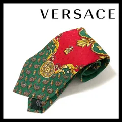 【VERSACE】ネクタイ SILK/シルク 100% バロック メドゥーサ 総柄 グリーン/緑 レッド/赤 ゴールド/金 ヴェルサーチ (SER-6093①)