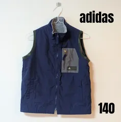 adidas アディダス ベスト 140 ネイビー フリース キッズ アウター　リバーシブル