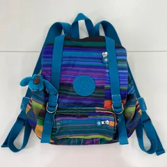 【決算セール】【美品】kipling    キプリング　マルチカラー　ボーダー　リュック　バックパック