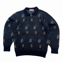 マックレガー ニットセーター メンズ L グレー系 アクリル ウール 総柄 襟付き 紳士 ゴルフ