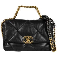 シャネル CHANEL 19 ショルダーバッグ ラムスキン AS1160 ブラック ゴールド金具 ランダムプレート【中古】