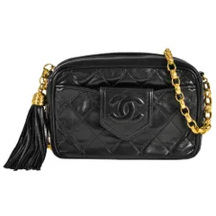 シャネル CHANEL マトラッセ ショルダーバッグ ラムスキン ブラック ゴールド金具 ココマーク フリンジ タッセル【中古】