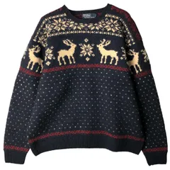 古着 ラルフローレン Ralph Lauren POLO by Ralph Lauren 総柄 スノー柄 雪柄 トナカイ柄 ノルディックセーター メンズXXL相当/eaa596064