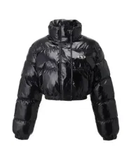 カーキポイント メタルシンボル グロシー ダウン ブラック