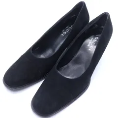 グッチ パンプス スクエアトゥ シューズ ブランド 靴 イタリア製 黒 レディース 37.5サイズ ブラック GUCCI 【中古】
