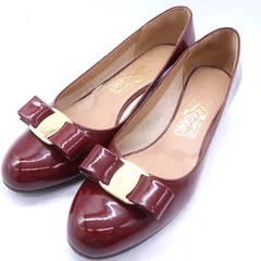 フェラガモ パンプス ヴァラリボン シューズ ブランド 靴 イタリア製 赤 レディース 8サイズ レッド FERRAGAMO 【中古】