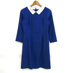 スープ ワンピース トップス 長袖 白襟 日本製 レディース 9サイズ ブルー SOUP 【中古】