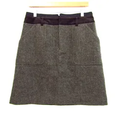 ニジュウサンク スカート ボトムス ヘリンボーン柄 大きいサイズ レディース 46サイズ グレー 23区 【中古】