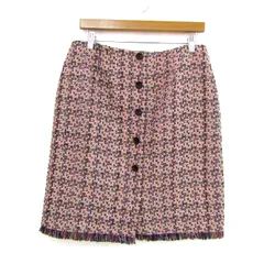 クイーンズコート スカート ボトムス ツイード 前ボタン 大きいサイズ レディース 5サイズ ピンク QUEENS COURT 【中古】