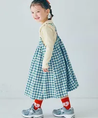 ギンガムチェックジャンスカ＆メロウトップスセット リンク p.premier P117026 ブルー