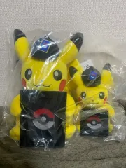 ポケモン ピカチュウ ぬいぐるみ 中型 キーホルダー 2種 セット トレカケース