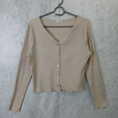 GU ジーユー レディース トップス リブ編み カーディガン Vネック ベージュ XLサイズ 〇□