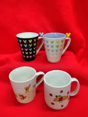 キャラクター食器 陶器製マグカップ ディズニー ミッキーマウス&くまのプーさん 4ケまとめ 中古品 M943