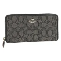 COACH ラウンドファスナー長財布 シグネチャー キャンバス グレー F54633