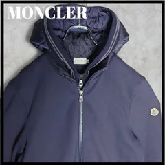 ✨ MONCLER モンクレール 肩 ロゴ パーカー ダブル ジップアップ フード キルティングネイビー