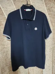 モンクレール ネイビー メンズ 半袖 ポロTシャツ (S)