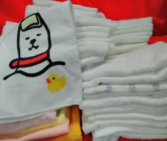 家庭用品 未使用・タオル フェイスタオル 白タオル&色・柄物タオル 60枚まとめ N299