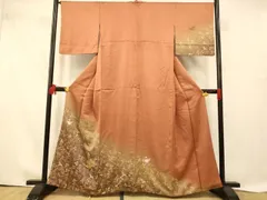 平和屋着物■訪問着　中国三大刺繍　スワトウ刺繍　汕頭刺繍　枝花文　暈し染め　金彩　正絹　逸品　AABE1017fw