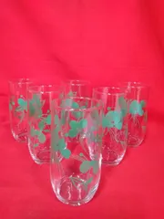 昭和レトロ アデリアグラス ガラスコップ タンブラー ジュースグラス 高さ：約11cm、口径：約5cm 6ヶセット 箱なし K781