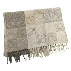 LOEWE マフラー アナグラム ウール90％ カシミヤ10％ ベージュ系