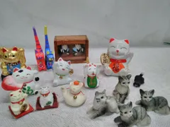 置物 コレクション 陶器製 猫シリーズ 招き猫・民芸品ネコ・その他 色々いっぱい 中古品 P543
