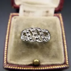 AVON ウェーブ 透かし スタッズ ヴィンテージ リング シルバートーン 指輪 シンプル 上品 ファッションジュエリー AAX-1③