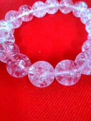 ファッション小物 アクセサリー ブレスレット 天然石 クラック水晶 浄化・開運 内周…約17cm 12〜13mm×17珠 美品 L273