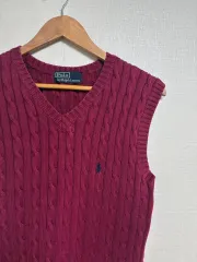 ヴィンテージ POLO RALPH LAUREN(ポロラルフローレン) Vネック ベスト ヴィンテージレッド S