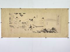大型彩色木版画「日蓮大菩薩真実伝」井上康治画 江戸時代後期刊1枚