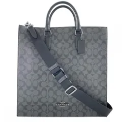 コーチ 2WAY メンズ 肩掛け シグネチャーディラン トートバッグ ショルダーバック COACH C2447 ブラック 黒 ガンメタル金具 美品【中古品】