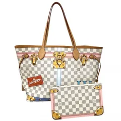 ルイヴィトン トートバッグ レディース サマートランク ネヴァーフルMM ハンドバッグ 肩掛け LOUIS VUITTON N41065 ダミエアズールキャンバス ホワイト 白 ゴールド金具【中古品】