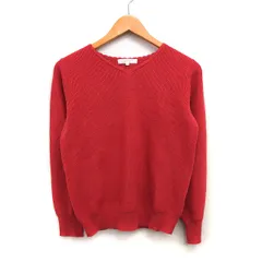 グローブ grove セーター ニット ローゲージ 切替リブ フリル 長袖 Vネック M コーラルピンク /HT5