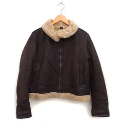 スピック&スパン Spick&Span フェイクムートン ジャケット ベルト ボア ジップアップ 36 ダークブラウン /NT32