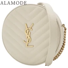 SAINT LAURENT PARIS(サンローランパリ) ヴィニル チェーンショルダーバッグ 肩掛け 斜め掛け YSL モノグラム 丸型 レザー オフホワイトアイボリー ゴールド金具 610436 レディース 40802169203【中古】【アラモード】