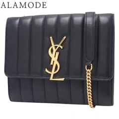 SAINT LAURENT PARIS(サンローランパリ) ヴィキ チェーンショルダー ショルダーバッグ YSL ロゴ 斜め掛け 肩掛け レザー ブラック黒 ゴールド金具 554125 レディース 40802165632【中古】【アラモード】