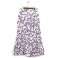 マイストラーダ Mystrada ジャガード 花柄 スカート マーメイド スリット マキシ バックジップ 36 ベージュ /NT4