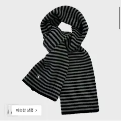 THECOLDESTMOMENT ザコールデストモーメント ストライプ マフラー ブラックグレー