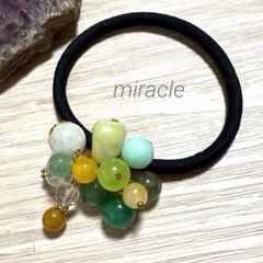 ハーフ シュシュ☆ビーズ ヘアゴム☆ハンドメイド アースカラー - メルカリ
