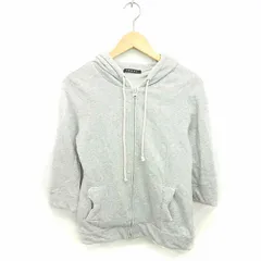 イング INGNI パーカー ジップアップ ラメ レース 綿 コットン 七分袖 M グレー /TT22