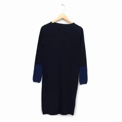 アメリカンラグシー AMERICAN RAG CIE ワンピース コクーン ロング ニット ウール リブ ハイゲージ バイカラー 長袖 F 紺 ネイビー /NT17