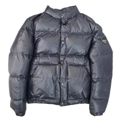 PRADA プラダ トライアングルロゴ 三角タグ ダウンジャケット メンズ ネイビー L ナイロン 中古