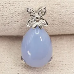 18KWG 750 カルセドニー ネックレストップ フラワー/24-4097