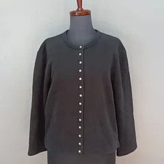 agnes b.　1サイズ　カーディガンプレッション　スナップボタン　裏起毛　日本製　ブラック　コットン100%　アニエスベー