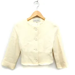 ボールジー BALLSEY トゥモローランド ノーカラー ジャケット アウター フリンジ ウール 38 アイボリー 白 /FT25