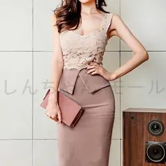 ワンピース レディース トレンド イベント パーティー ドレス タイト レース 膝丈 ノースリーブ セクシー キャバ ドッキング海外スタイル