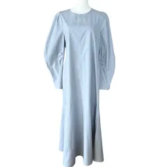 ガリャルダガランテネイビー 雑誌掲載品 フレア切り替えスカートワンピース  ロング ブルー ボリューム袖