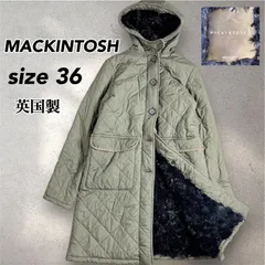 《美品》MACKINTOSH SCOTLAND マッキントッシュ スコットランド キルティング ボア コート カーキ ロングコート 36 L0106
