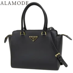 PRADA(プラダ) ハンドバッグ 2way ショルダー 肩掛け 斜め掛け トライアングルロゴ サフィアーノレザー ブラック黒 ゴールド金具 レディース 40802164928【中古】【アラモード】