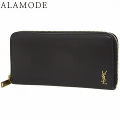 サンローランパリ タイニー モノグラム ラウンドファスナー 長財布 ロングウォレット ジップウォレット ロゴ 小物 YSL レザー ブラック黒 ゴールド金具 630201 メンズ 40802163510【中古】【アラモード】